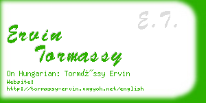 ervin tormassy business card